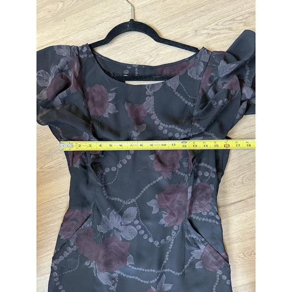 Rebecca‎ Taylor Women’s Mini Dress Size 2 Floral Dark Romantic Fairy Grunge Silk - Picture 8 of 11